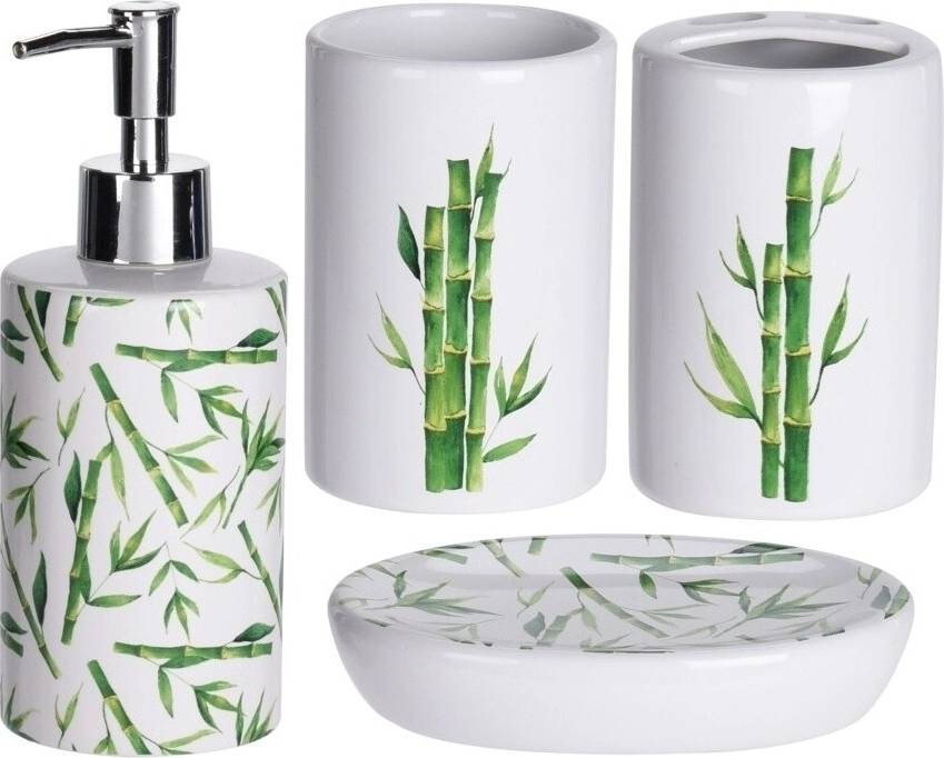 Excellent Sada koupelnových doplňků keramika 4 ks BAMBUS