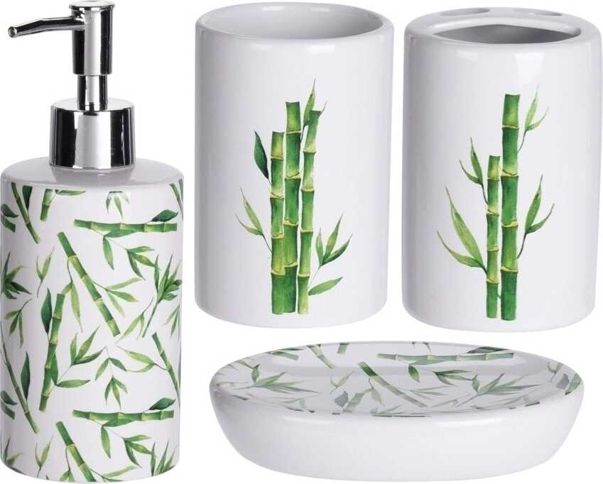 Excellent Sada koupelnových doplňků keramika 4 ks BAMBUS 