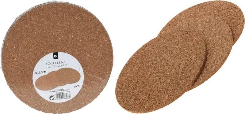Excellent Podložka pod horké nádobí korek sada 3 ks 19,5 cm