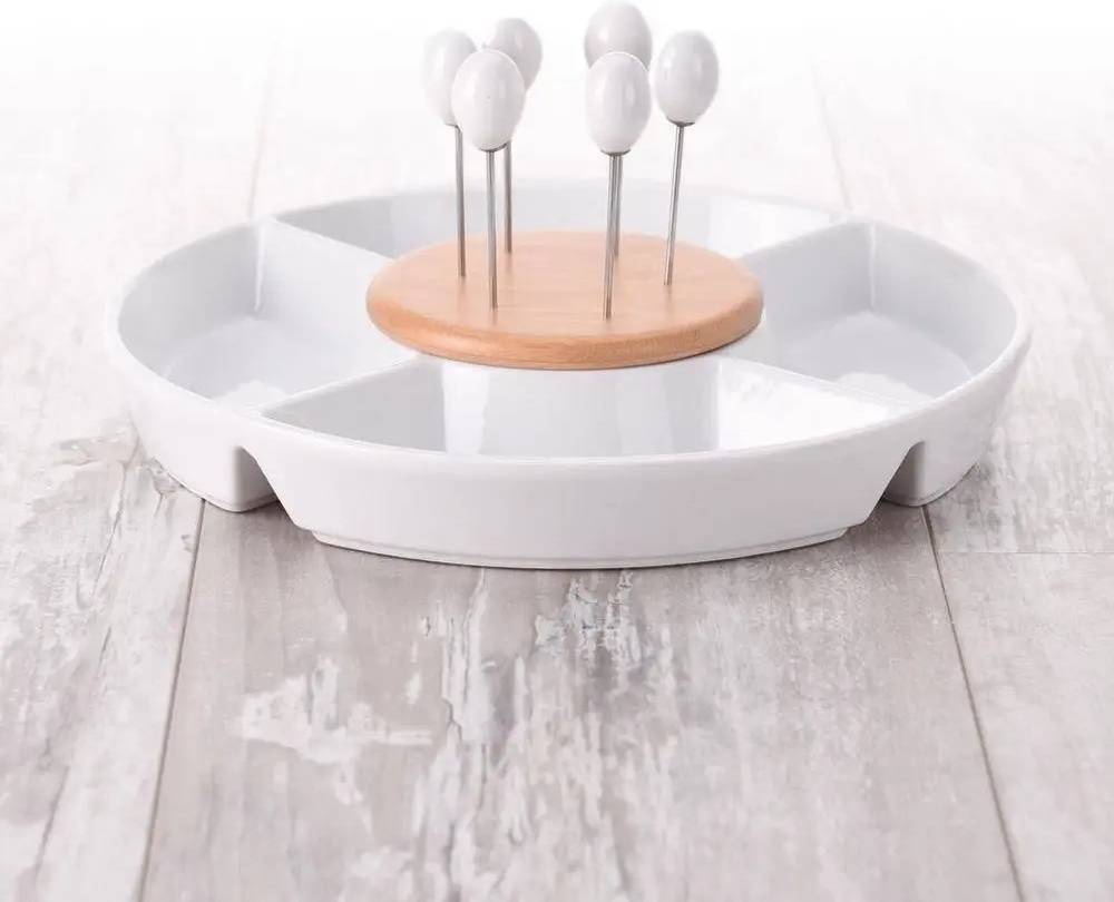 Excellent Servírovací talíř na pochutiny a dipy porcelán