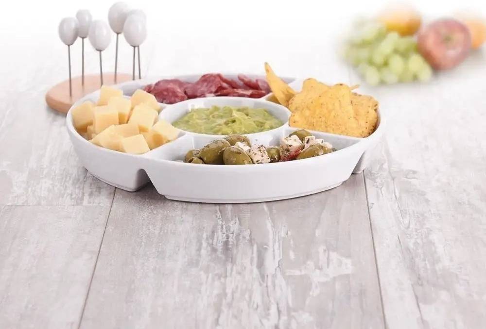 Excellent Servírovací talíř na pochutiny a dipy porcelán