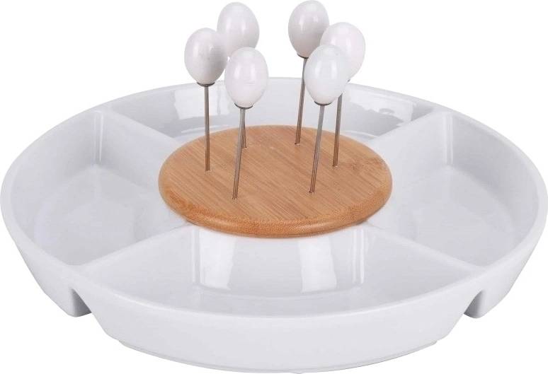 Excellent Servírovací talíř na pochutiny a dipy porcelán