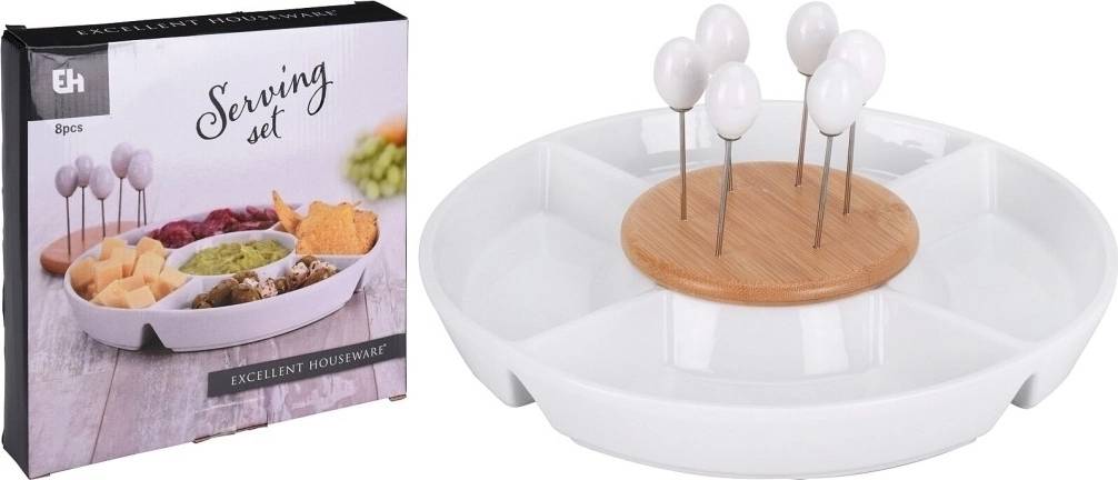 Excellent Servírovací talíř na pochutiny a dipy porcelán