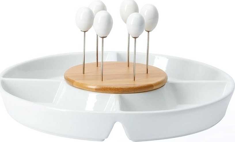 Excellent Servírovací talíř na pochutiny a dipy porcelán