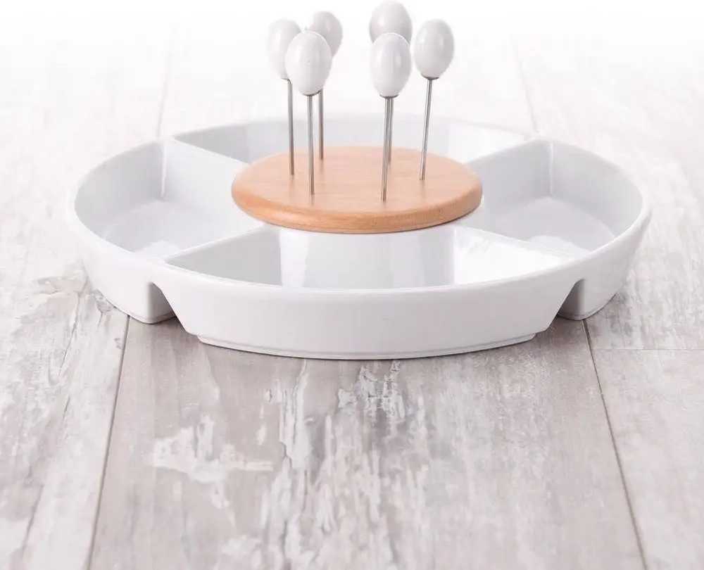 Excellent Servírovací talíř na pochutiny a dipy porcelán