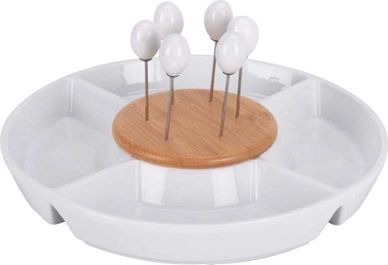Excellent Servírovací talíř na pochutiny a dipy porcelán