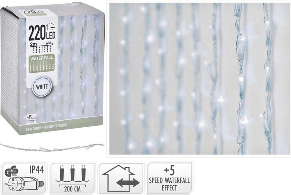 Homestyling Světelný řetěz VODOPÁD bílá 220 LED / 2 m
