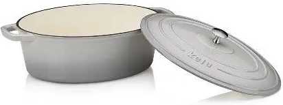 Kela Pekáč litinový oválný s poklicí Calido 35x26 cm světle šedá