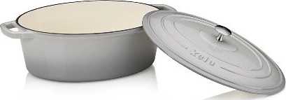 Kela Pekáč litinový oválný s poklicí Calido 35x26 cm světle šedá