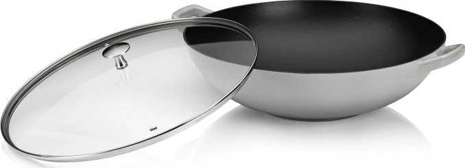 Kela Wok litinový s poklicí Calido 36 cm světle šedá