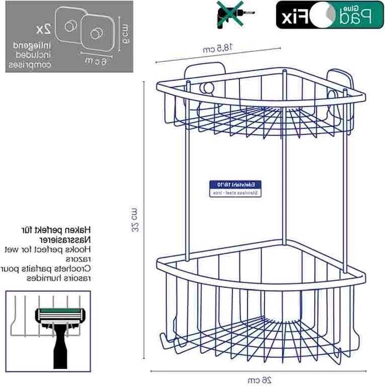Kela Stupňovaná rohová police Arona nerez 18/10 lesklá stříbrná