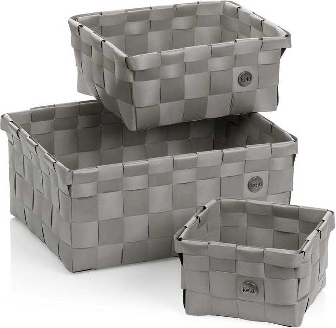 Kela Sada košíků Neo PP plast stříbrná šedá 3 ks