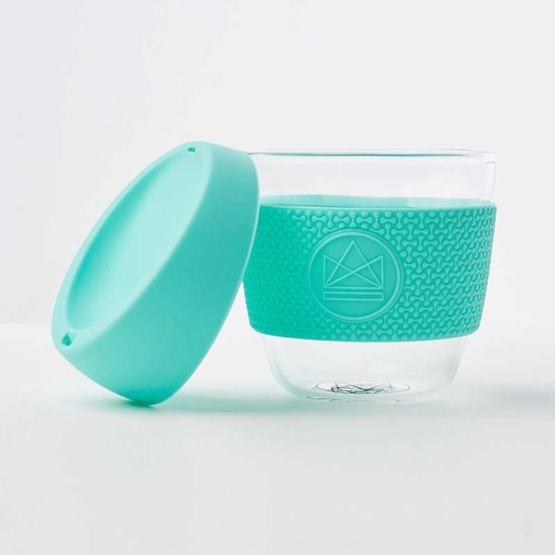 Neon Kactus Skleněný hrnek na kávu, S, 230 ml tyrkysový