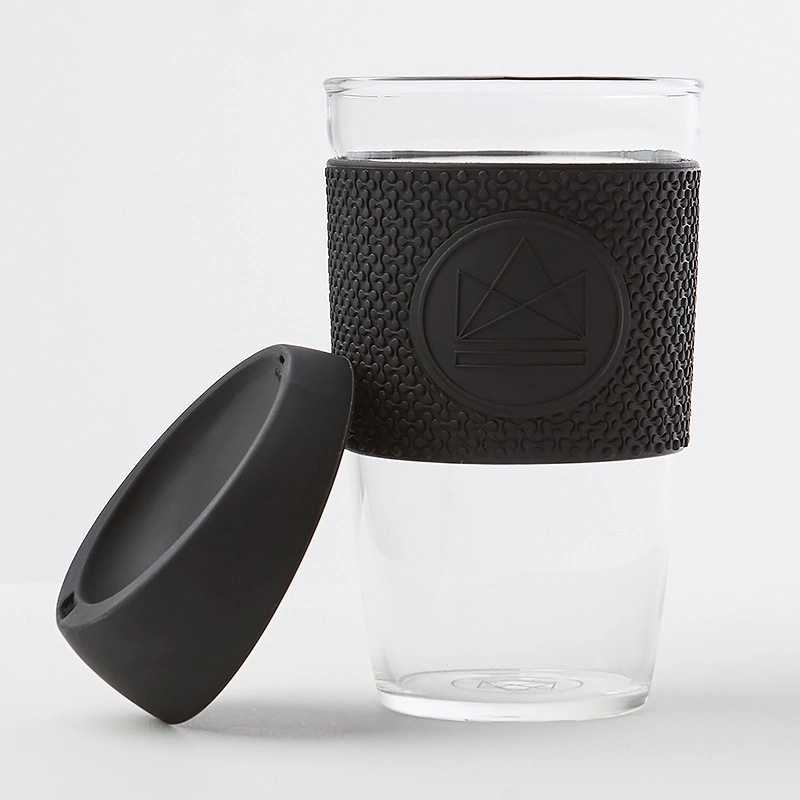 Neon Kactus Skleněný hrnek na kávu, L, 450 ml černý