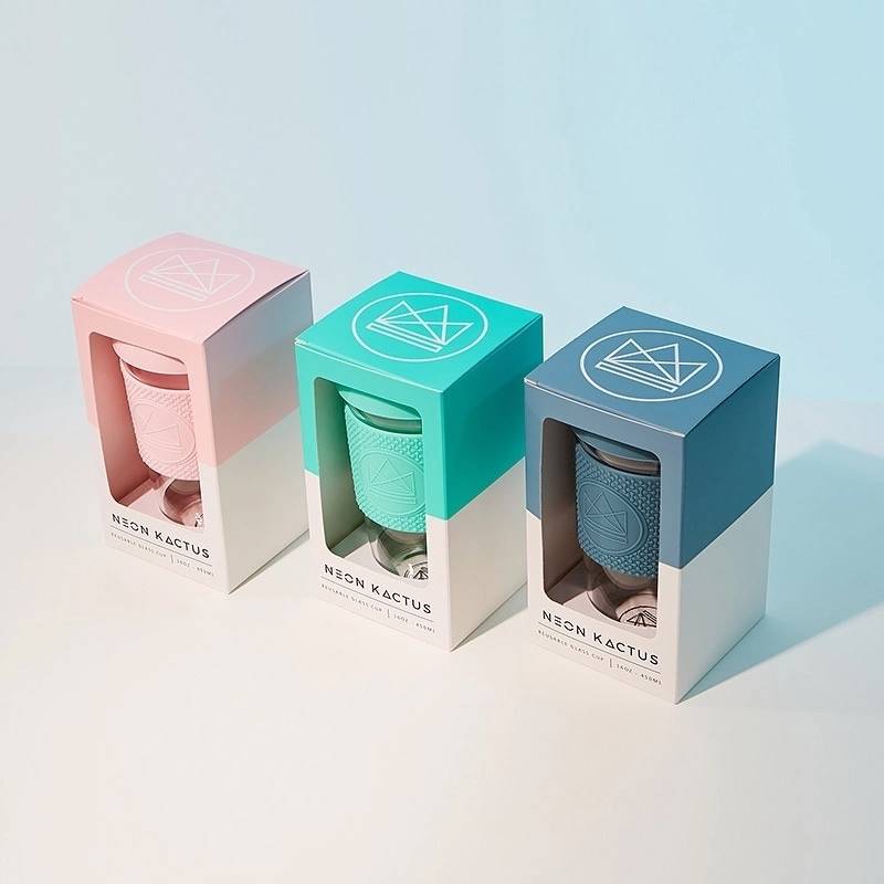 Neon Kactus Skleněný hrnek na kávu, L, 450 ml tyrkysový