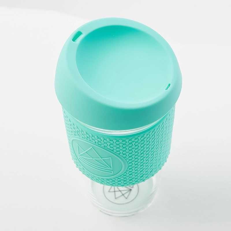 Neon Kactus Skleněný hrnek na kávu, L, 450 ml tyrkysový