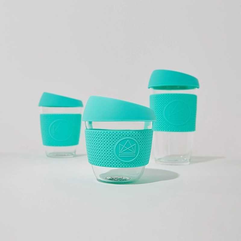 Neon Kactus Skleněný hrnek na kávu, L, 450 ml tyrkysový