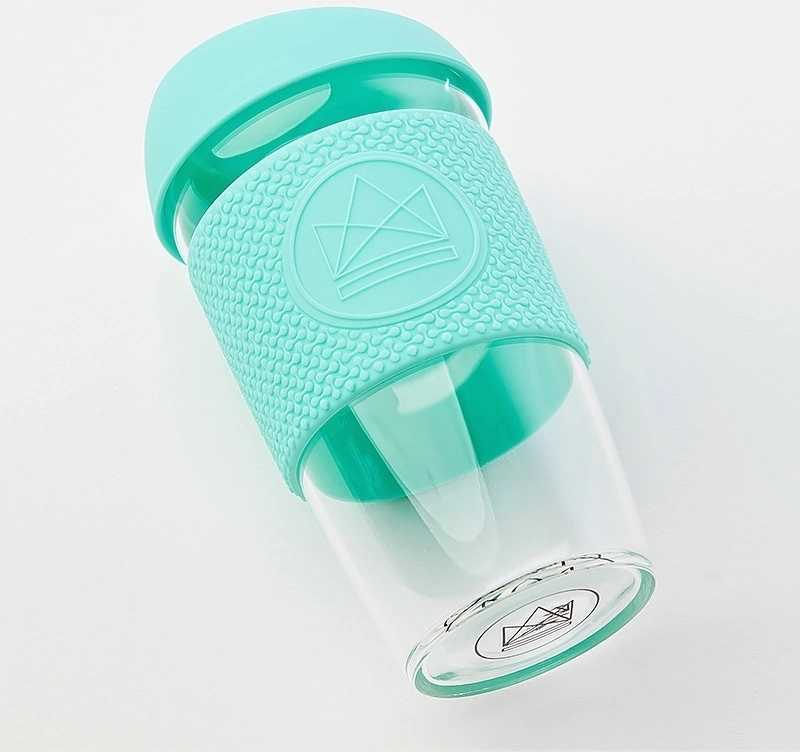 Neon Kactus Skleněný hrnek na kávu, L, 450 ml tyrkysový