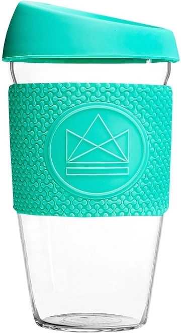 Neon Kactus Skleněný hrnek na kávu, L, 450 ml tyrkysový