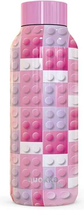 Quokka Nerezová láhev Solid Kids 510 ml pink bricks