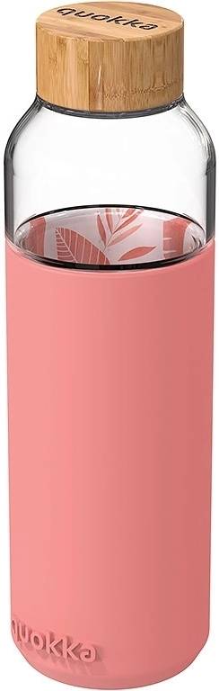 Quokka Skleněná lahev na vodu Flow 660 ml pink botanical