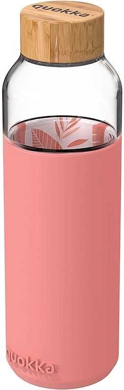 Quokka Skleněná lahev na vodu Flow 660 ml pink botanical
