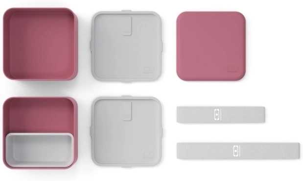 Monbento Svačinový box MonBento Square Blush NEW | bordo