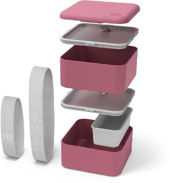 Monbento Svačinový box MonBento Square Blush NEW | bordo