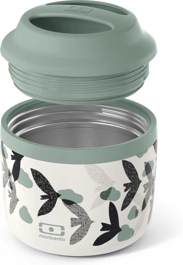 Monbento Termobox na svačinu MonBento Element graphic Birds | Zelený