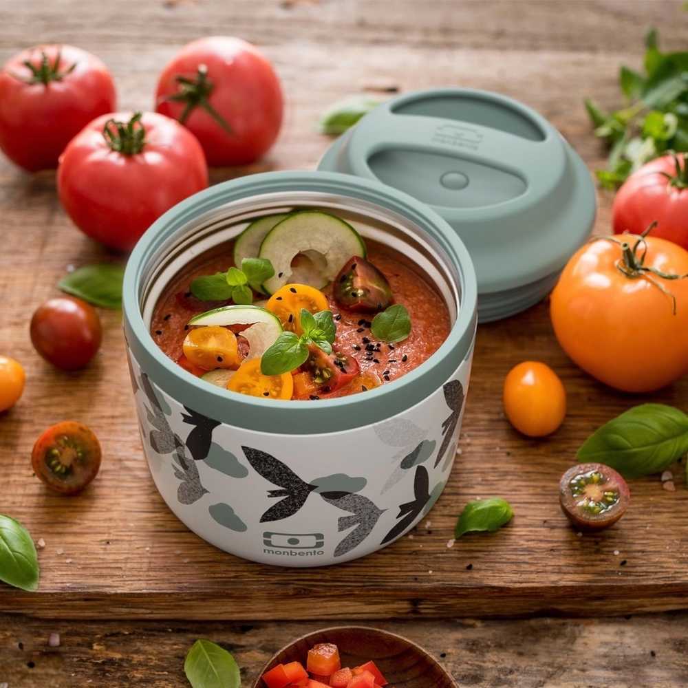 Monbento Termobox na svačinu MonBento Element graphic Birds | Zelený