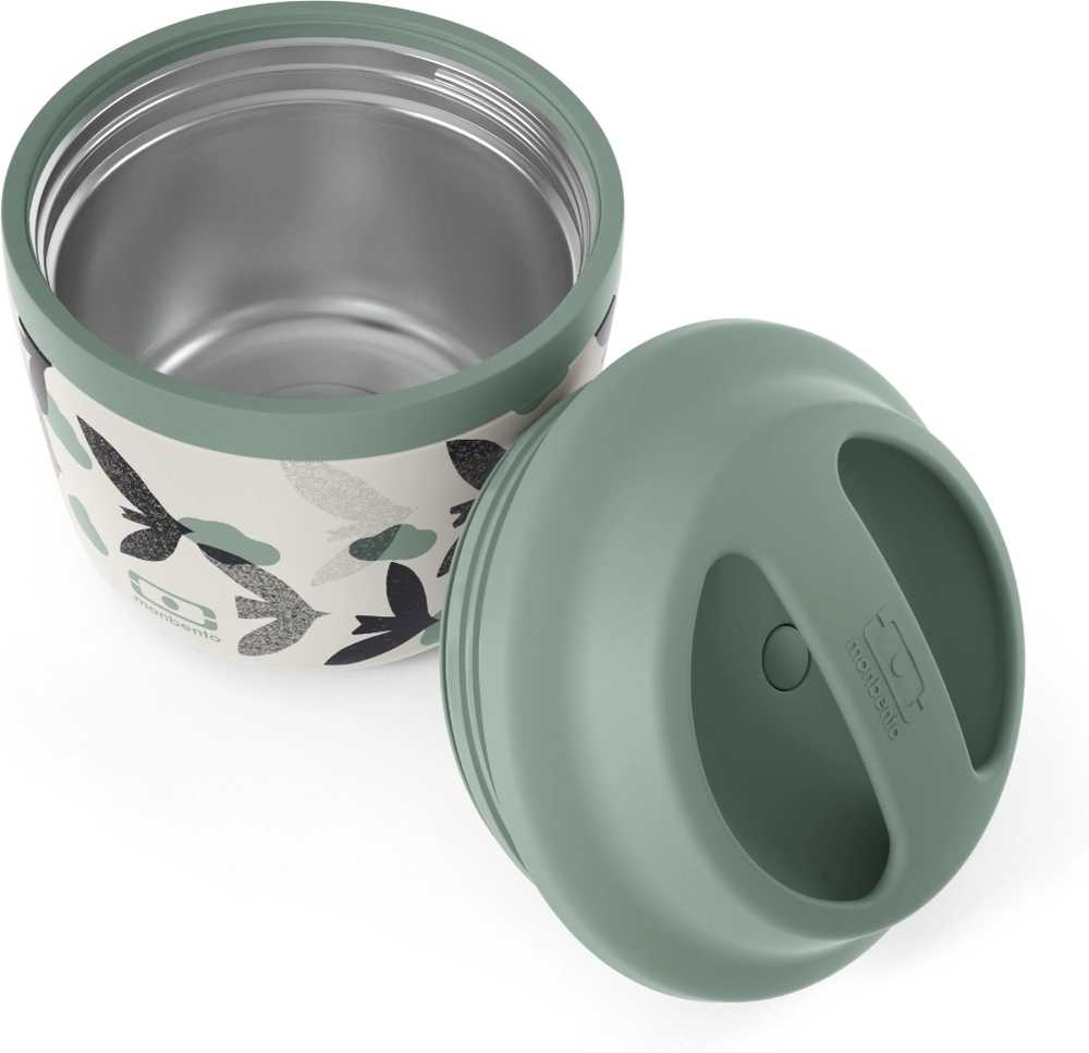 Monbento Termobox na svačinu MonBento Element graphic Birds | Zelený