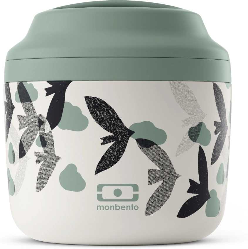 Monbento Termobox na svačinu MonBento Element graphic Birds | Zelený