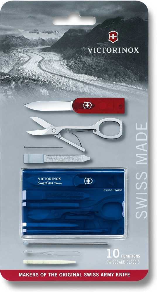Victorinox Karta SwissCard modrá trans. Blistr