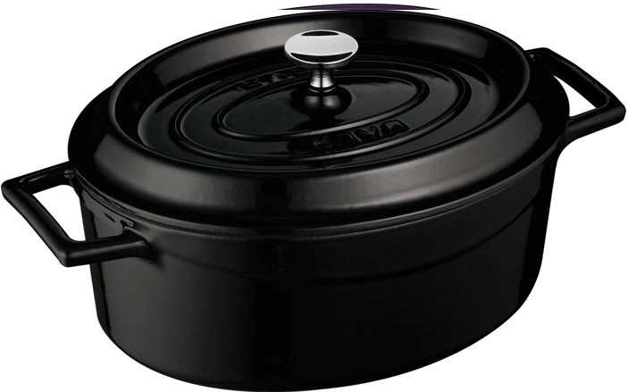 Lava Metal Litinový hrnec oválný 33cm - černý