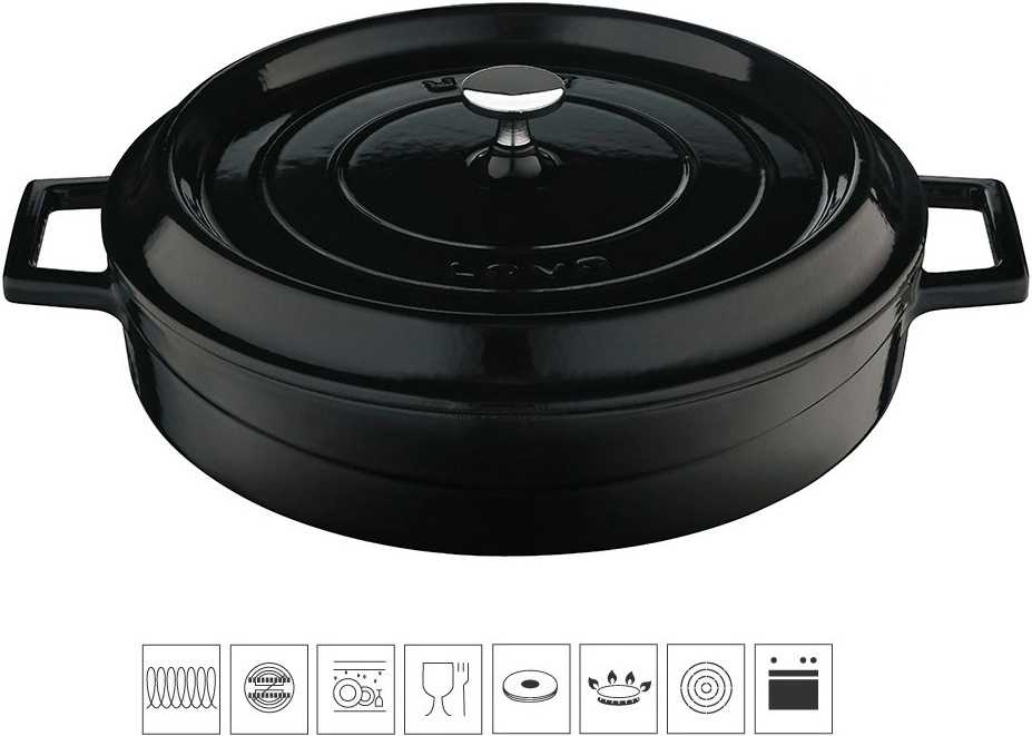 Lava Metal Litinový hrnec nízký kulatý 24cm - černý