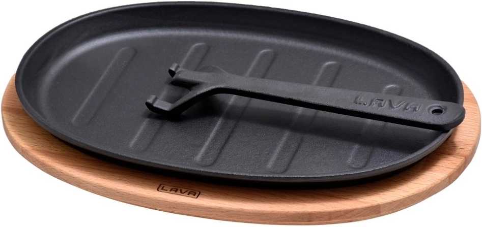 Lava Metal "Fajita" pánev 18x28cm s dřevěným podstavcem