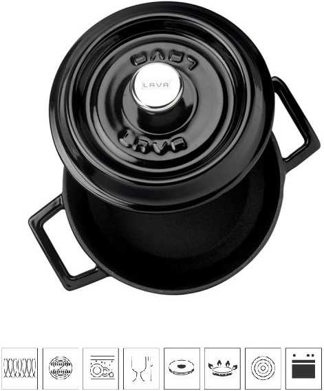 Lava Metal Litinový hrnec kulatý 14cm - černý
