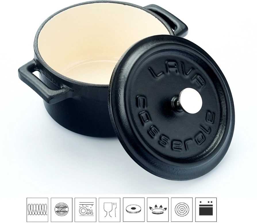 Lava Metal Litinový mini hrnec kulatý 10 cm - černý/bílý