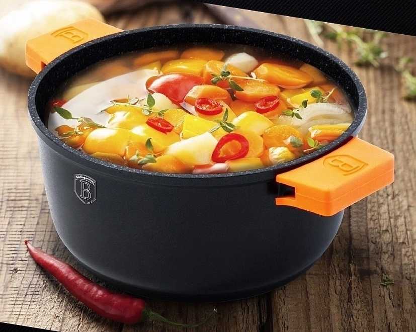 Berlingerhaus Kastrol s mramorovým povrchem a poklicí 30 cm Granit Diamond Line