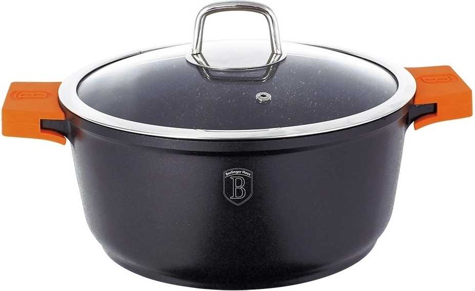 Berlingerhaus Kastrol s mramorovým povrchem a poklicí 30 cm Granit Diamond Line