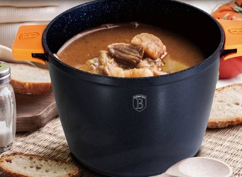 Berlingerhaus Hrnec s mramorovým povrchem a poklicí 28 cm Granit Diamond Line