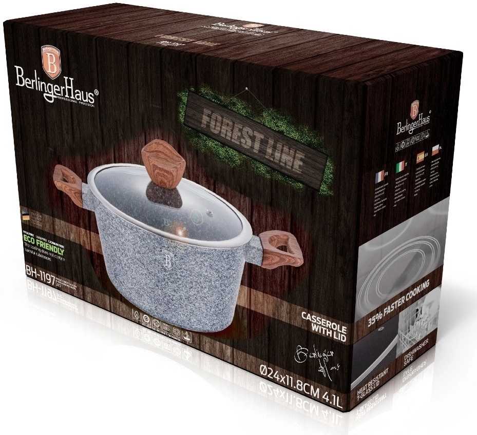 Berlingerhaus Kastrol s mramorovým povrchem a poklicí 24 cm Forest Line