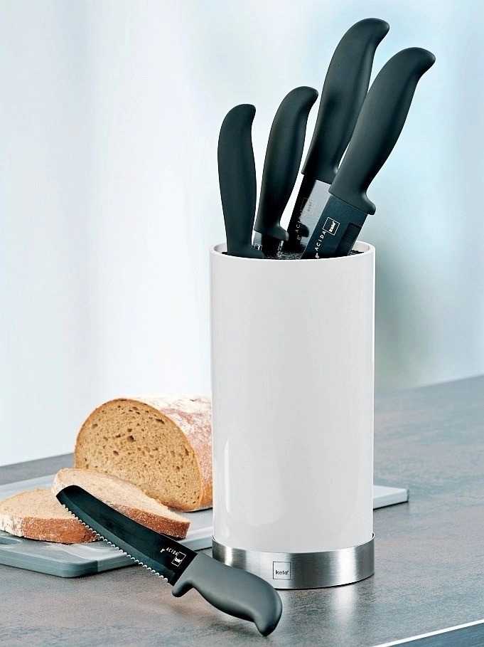 Kela Sada kuchyňských nožů 5 ks ve stojanu ACIDA bílá