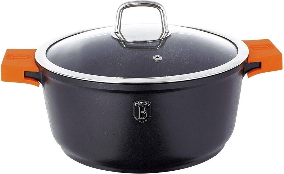 Berlingerhaus Kastrol s mramorovým povrchem a poklicí 36 cm Granit Diamond Line