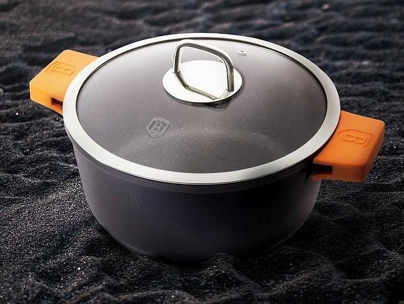 Berlingerhaus Kastrol s mramorovým povrchem a poklicí 36 cm Granit Diamond Line