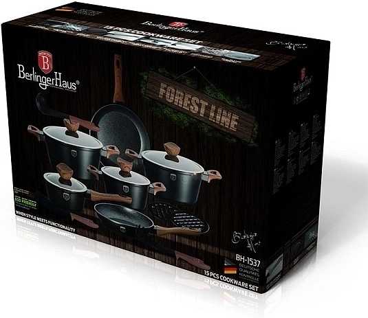 Berlingerhaus Sada nádobí s mramorovým povrchem 15 ks EBONY Line Rosewood