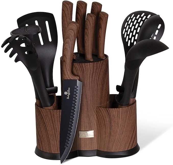 Berlingerhaus Sada nožů a kuchyňského náčiní ve stojanu 12 ks Ebony Line Rosewood