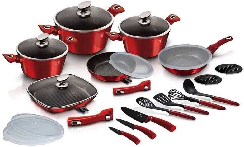 Berlingerhaus Sada nádobí s mramorovým povrchem 24 ks Burgundy Metallic Line