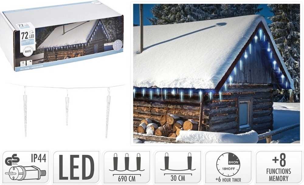 Homestyling Světelný řetěz RAMPOUCHY 72 LED bílá / 6,9 m