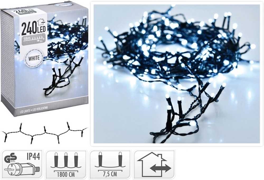 Homestyling Vánoční světelný řetěz studená bílá 240 LED / 18 m